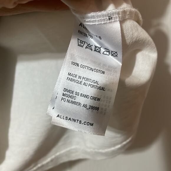 All Saints New Divisions Divide Short Sleeve White T Shirt Size M Retails $95 - Picture 4 of 4